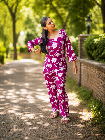 Bibhatsu Women's Magenta Floral Printed Co-ord Set | Premium Casual & Daily Wear