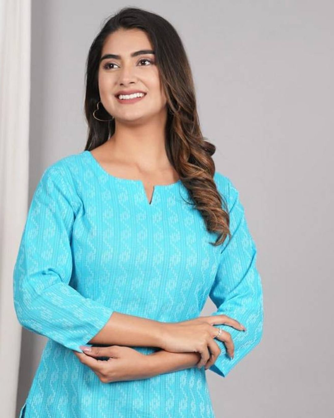 Breezy Blue Cotton Kurti for Everyday Elegance