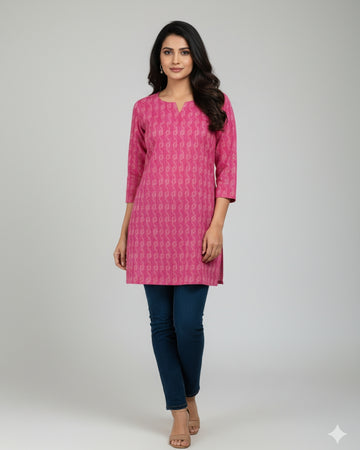 Breezy Pink Cotton Kurti for Everyday Elegance