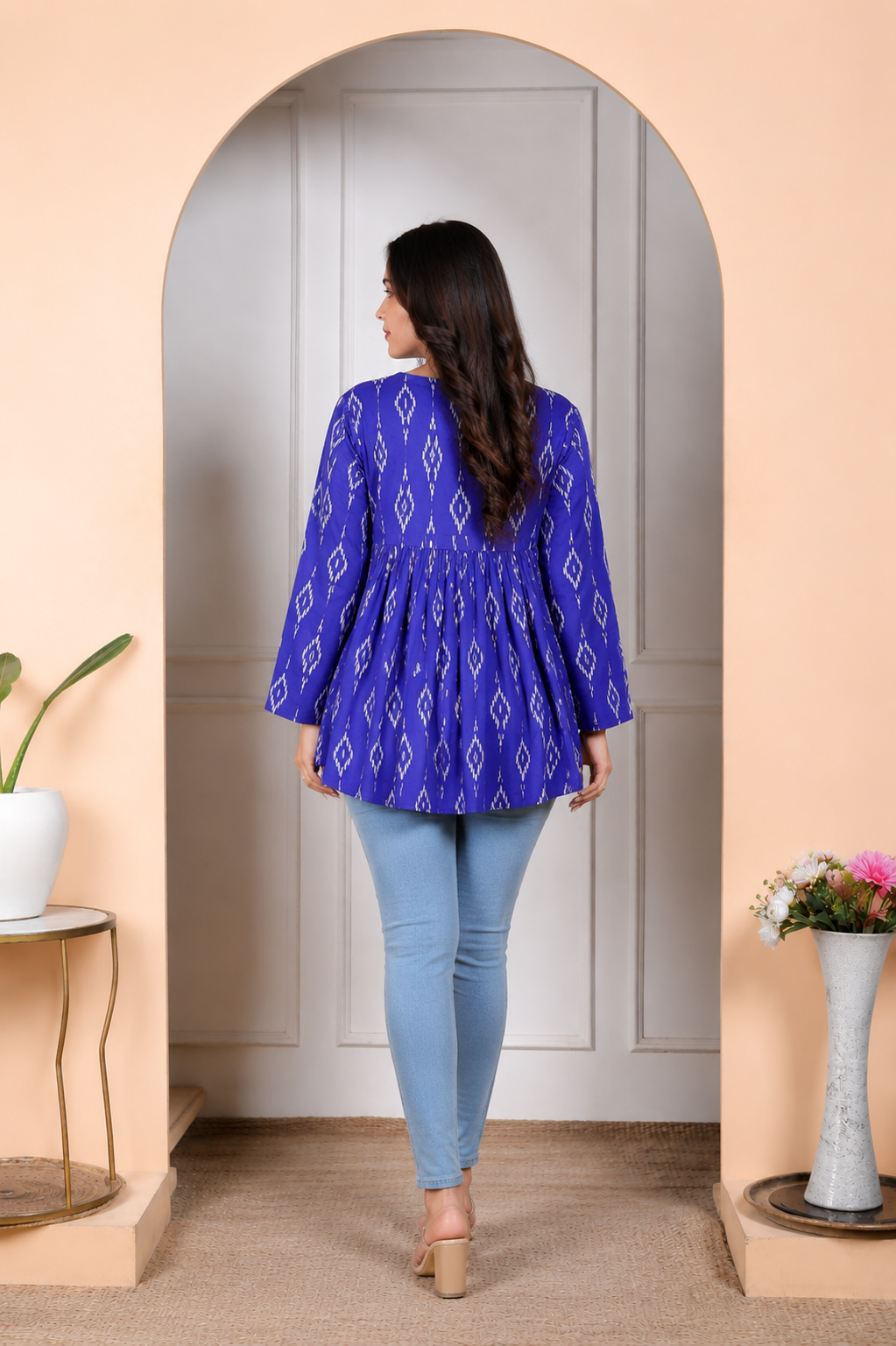 Blue Style Top Tier Cotton Kurti