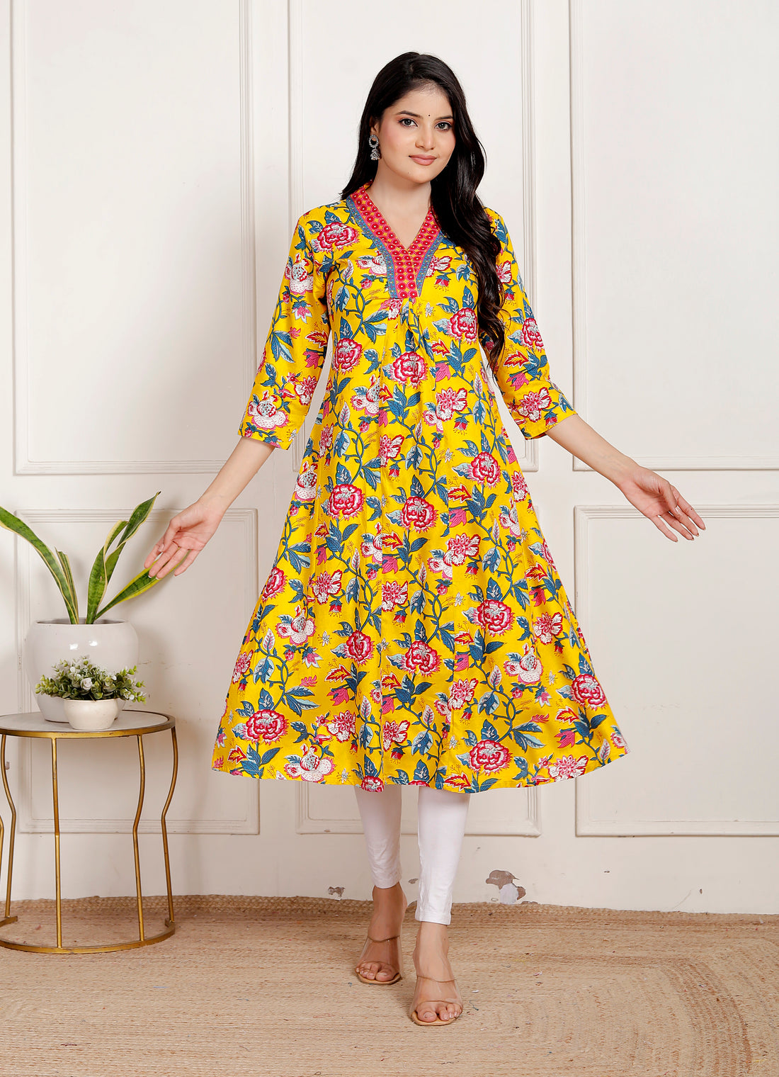 Yellow Anarkali Kurti