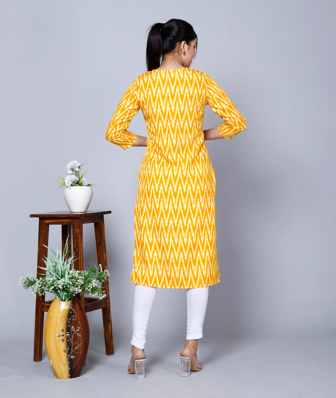 Yellow zig zig kurti