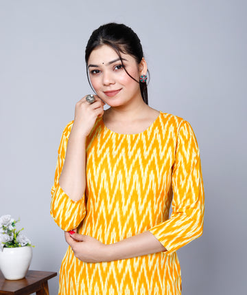 Yellow zig zig kurti