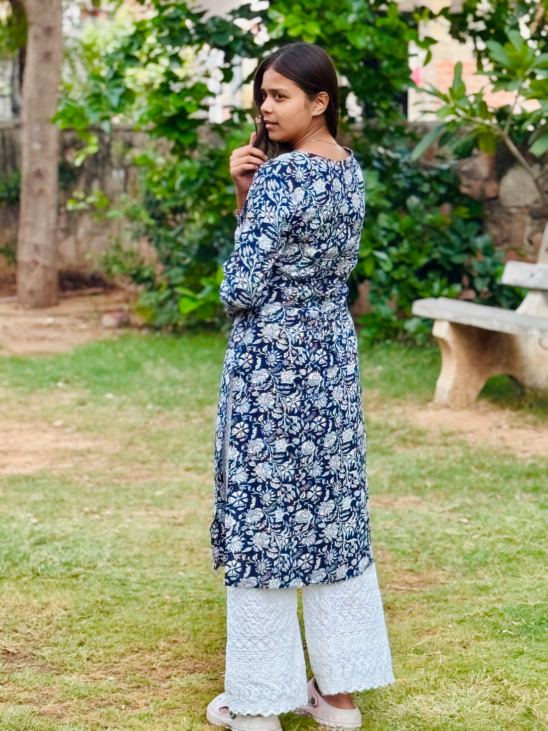 Bibhatsu Women's Floral Printed A-Line Kurti | Square Neck | 3/4 Sleeve Casual Ethnic Wear | Cotton Kurti