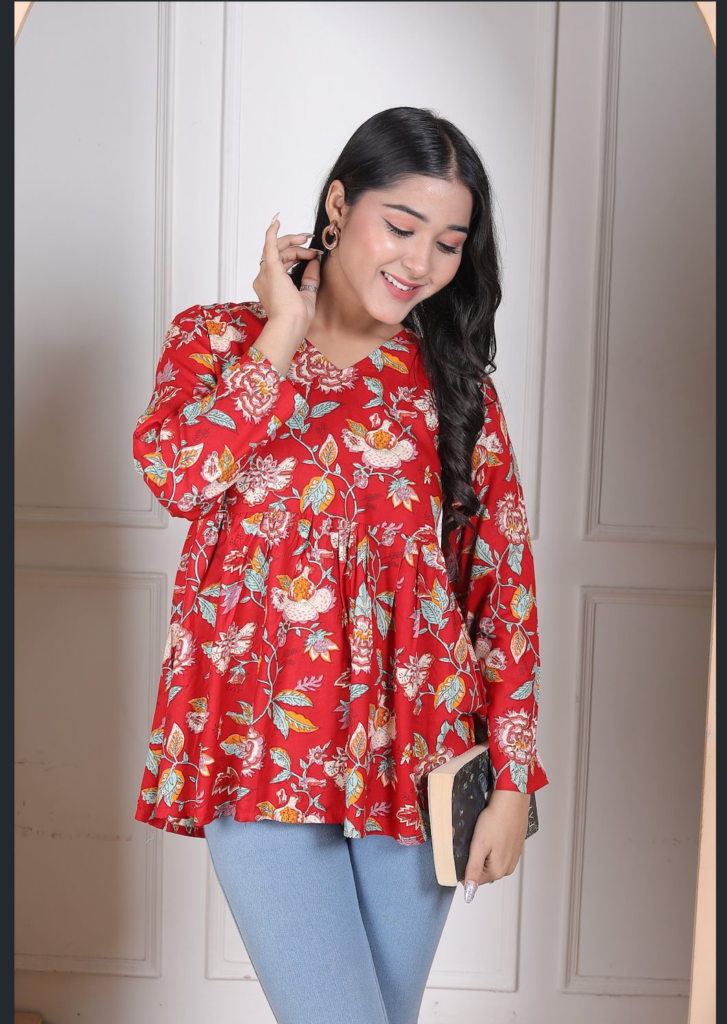 Beautiful Trendy V NECK Red Top